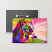 Kleurrijke Prismatische Pop Art Leeuw Design Button (Voorkant / Achterkant)