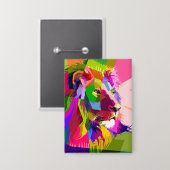 Kleurrijke Prismatische Pop Art Leeuw Design Button (Voorkant / Achterkant)