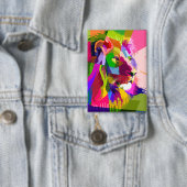 Kleurrijke Prismatische Pop Art Leeuw Design Button (Insitu)