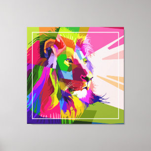 Kleurrijke Prismatische Pop Art Leeuw Design Canvas Afdruk