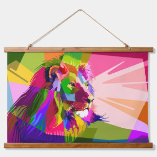 Kleurrijke Prismatische Pop Art Leeuw Design Hangend Wandkleed