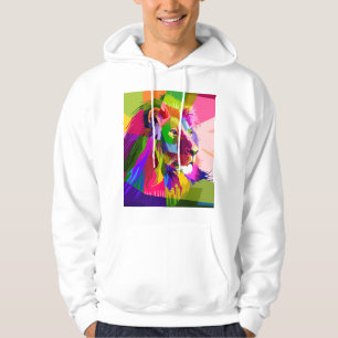 Kleurrijke Prismatische Pop Art Leeuw Design Hoodie