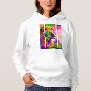 Kleurrijke Prismatische Pop Art Leeuw Design Hoodie