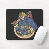 Kleurrijke professionele brandweerman muismat (Met muis)