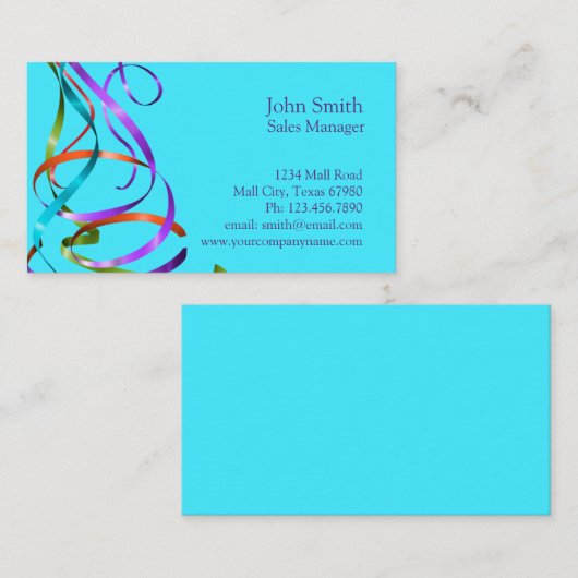 Kleurrijke professionele feestelijke streamers visitekaartje (Voorkant / Achterkant)