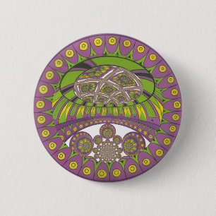 Kleurrijke pruim gele kant decoratieve etnische pa ronde button 5,7 cm