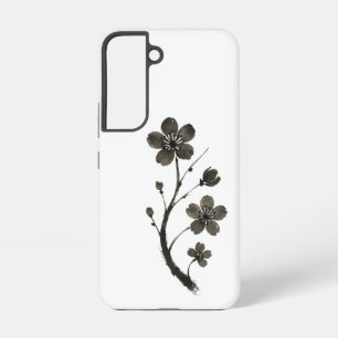 Kleurrijke pruimenbloesem Lijn Kunst – Botanische Samsung Galaxy Hoesje
