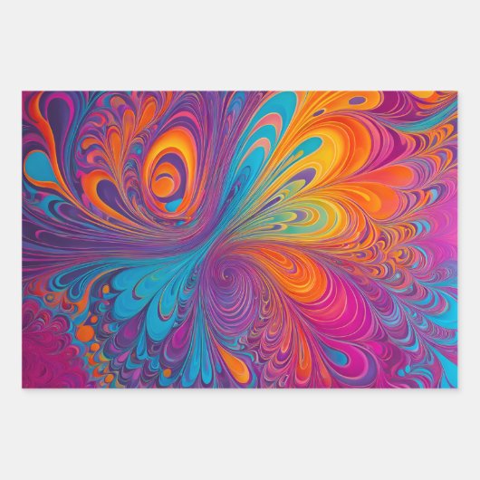 Kleurrijke Psychedelia Art Wrapping Paper Sheets (Voorkant 2)