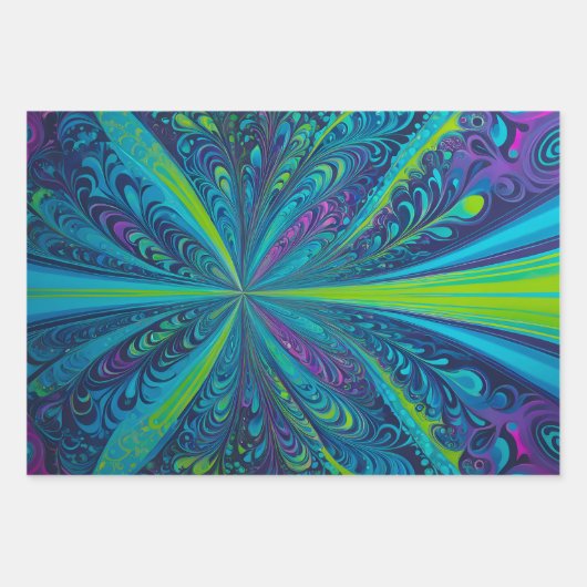 Kleurrijke Psychedelia Art Wrapping Paper Sheets (Voorkant 3)