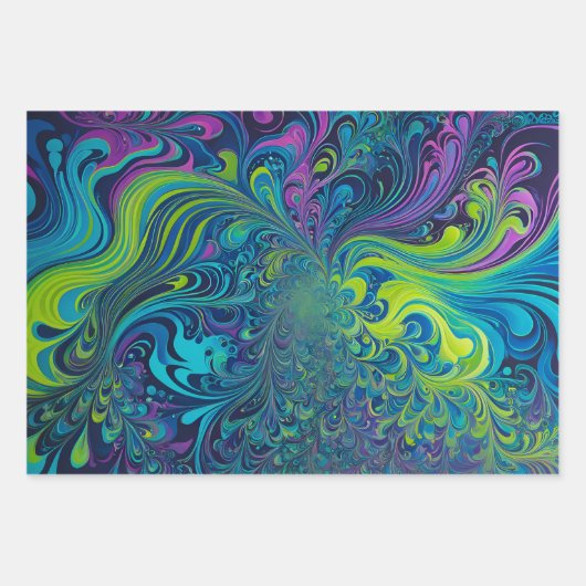Kleurrijke Psychedelia Art Wrapping Paper Sheets (Voorkant 2)