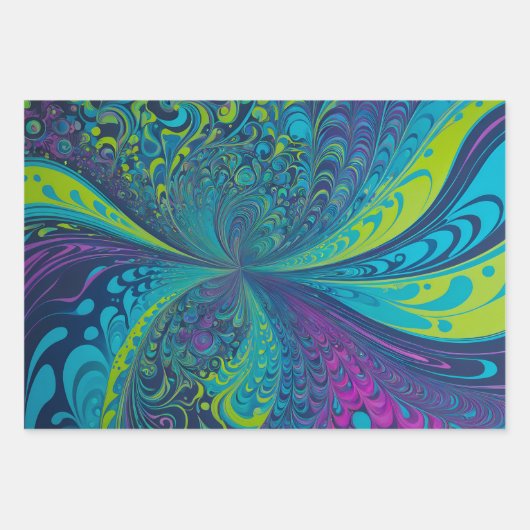 Kleurrijke Psychedelia Art Wrapping Paper Sheets (Voorkant)