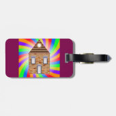 Kleurrijke Psychedelic Brick House Rainbow Design Bagagelabel (Achterkant horizontaal)