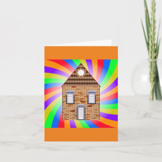 Kleurrijke Psychedelic Brick House Rainbow Design Kaart (Voorkant)