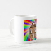 Kleurrijke Psychedelic Brick House Rainbow Design Koffiemok (Voorkant links)