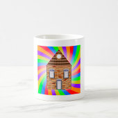 Kleurrijke Psychedelic Brick House Rainbow Design Koffiemok