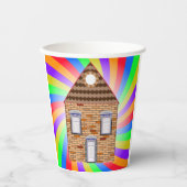 Kleurrijke Psychedelic Brick House Rainbow Design Papieren Bekers (Voorkant)