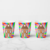 Kleurrijke Psychedelic Brick House Rainbow Design Papieren Bekers