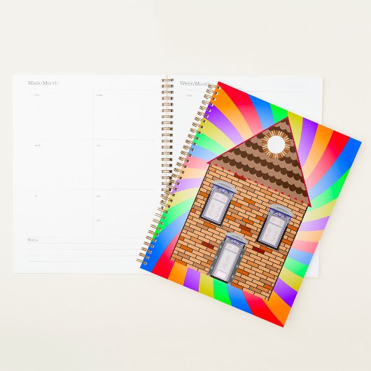 Kleurrijke Psychedelic Brick House Rainbow Design Planner