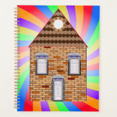 Kleurrijke Psychedelic Brick House Rainbow Design Planner (Voorkant)