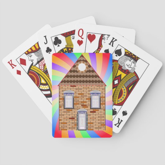 Kleurrijke Psychedelic Brick House Rainbow Design Pokerkaarten (Achterkant)