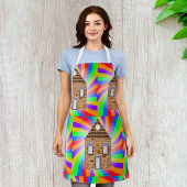 Kleurrijke Psychedelic Brick House Rainbow Design Schort