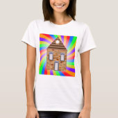 Kleurrijke Psychedelic Brick House Rainbow Design T-shirt (Voorkant)