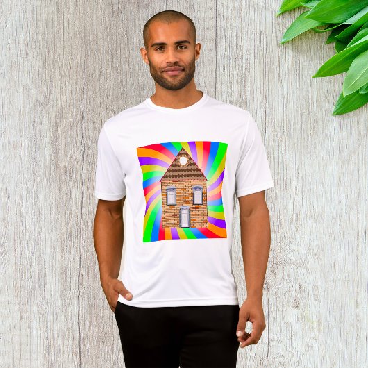 Kleurrijke Psychedelic Brick House Rainbow Design T-shirt