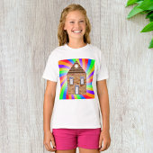 Kleurrijke Psychedelic Brick House Rainbow Design T-shirt