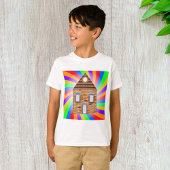 Kleurrijke Psychedelic Brick House Rainbow Design T-shirt