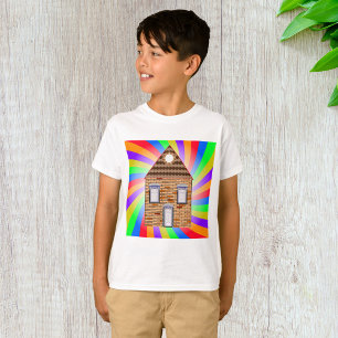 Kleurrijke Psychedelic Brick House Rainbow Design T-shirt