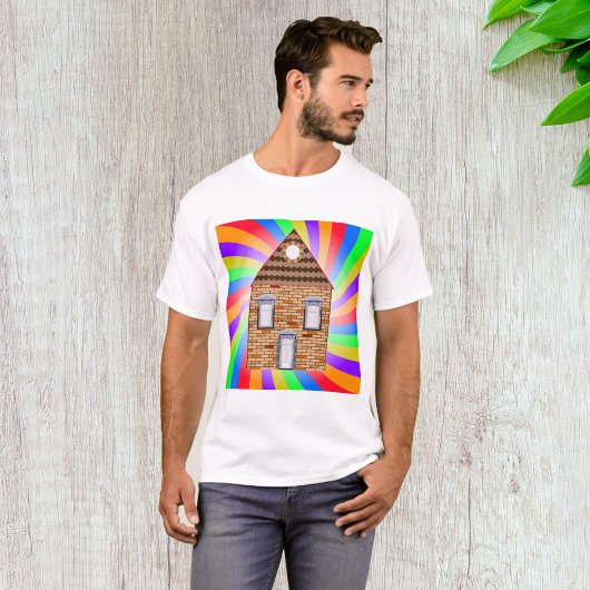 Kleurrijke Psychedelic Brick House Rainbow Design T-shirt