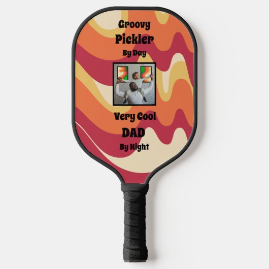 Kleurrijke Psychedelic "Cool Dad" Foto Pickleball Paddle (Voorkant)