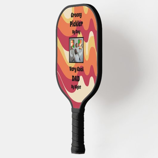 Kleurrijke Psychedelic "Cool Dad" Foto Pickleball Paddle (Links)