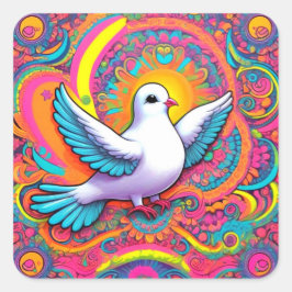 Kleurrijke Psychedelic Dove Sticker