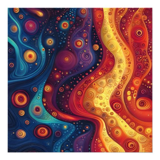 Kleurrijke psychedelische Abstracte kunst Foto Afdruk (Voorkant)