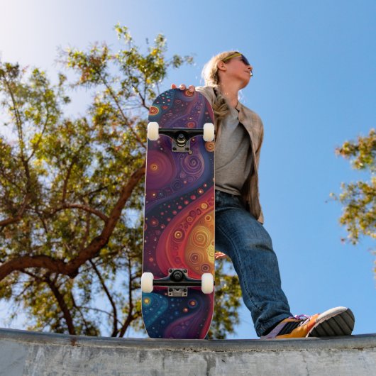 Kleurrijke psychedelische Abstracte kunst Persoonlijk Skateboard (Buiten 1)