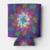 Kleurrijke psychedelische bloem abstracte fractale blikjeskoeler (Voorkant)