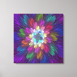 Kleurrijke psychedelische bloem abstracte fractale canvas afdruk