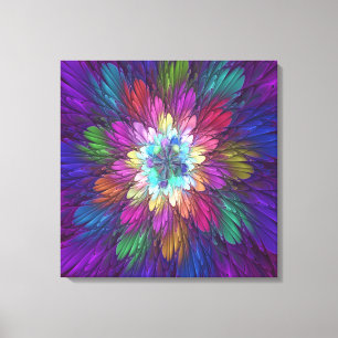 Kleurrijke psychedelische bloem abstracte fractale canvas afdruk