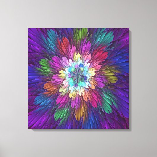 Kleurrijke psychedelische bloem abstracte fractale canvas afdruk (Voorkant)