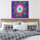 Kleurrijke psychedelische bloem abstracte fractale canvas afdruk (Insitu (Slaapkamer))