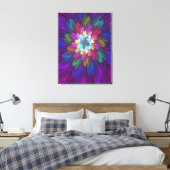 Kleurrijke psychedelische bloem abstracte fractale canvas afdruk (Insitu (Slaapkamer))