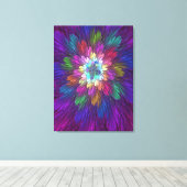 Kleurrijke psychedelische bloem abstracte fractale canvas afdruk (Insitu (Houten vloer))