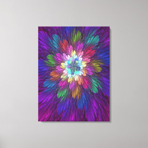 Kleurrijke psychedelische bloem abstracte fractale canvas afdruk