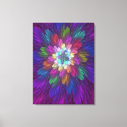Kleurrijke psychedelische bloem abstracte fractale canvas afdruk (Voorkant)