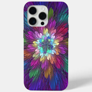 Kleurrijke psychedelische bloem abstracte fractale iPhone 15 pro max hoesje