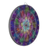 Kleurrijke Psychedelische Bloem Abstracte Fractale Dartbord (Voorkant Links)