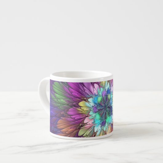 Kleurrijke Psychedelische Bloem Abstracte Fractale Espresso Kop (Links)