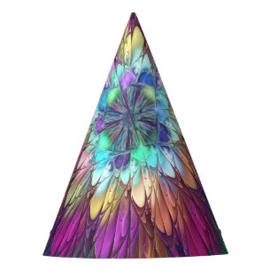 Kleurrijke Psychedelische Bloem Abstracte Fractale Feesthoedjes