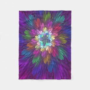 Kleurrijke psychedelische bloem abstracte fractale fleece deken